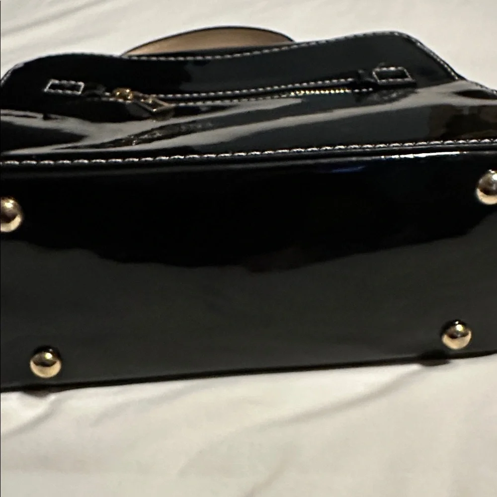 Vanessa Williams Black Patent Leather Square Box Camera Crossbody Bag